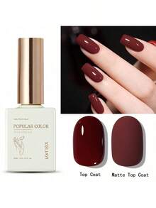 1pc Deep Brown Gel Nail Polish 15ML Soak Off Glitter Gel Polish For All Seasons - Home Salon Nail Art DIY - 摩卡棕 - 查看 5
