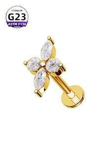 CatDObo 1 件 G23 钛合金唇钉耳屏耳环耳钉内螺纹氧化锆唇环耳软骨耳轮穿孔身体饰品 16G