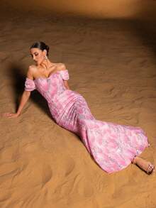Faeriesty Đầm dạ hội đuôi cá trễ vai thanh lịch với họa tiết hoa lấp lánh đính sequin và hạt cườm – Cổ áo hình trái tim, điểm nhấn hoa nhỏ tinh tế trên vai, dáng đuôi cá, thích hợp cho đám cưới, tiệc tối và các buổi họp mặt sang trọng dành cho phái nữ. - Hồng - Xem 9
