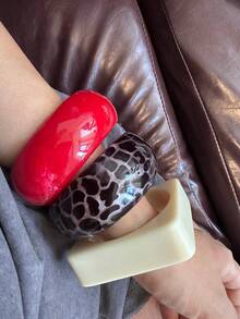 1-3 PCS Bracelet Set Resin Bangle Red White Gold Glossy Chunky Fashion Acrylic Gift For Girlfriend, Holiday Gift, Suitable For Daily Wear, Valentine's Day Gift, Date Wear