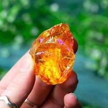 1pc Raw Aqua Aura Quartz Crystal, Rough Aqua Aura Quartz Stone, Raw Aqua Aura Quartz Stone, Raw Orange Quartz - Orange - View 5