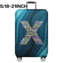 弹性行李箱套旅行箱套，带文字字母印花，适用于 18 至 32 英寸行李保护套，适用于户外旅行商务时尚图形图案，适用于男女旅行配件涤纶行李箱学生返校用品袋，适用于学校配件，行李保护器返校用品大学宿舍学生必备品，适用于男士女士假期旅行必备品户外包，适用于学校配件 - 藍色 - 查看 56