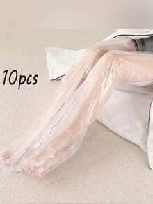 10 piezas = 5 pares de película desechable para los pies con cubierta de la planta del pie Película transparente para el cuidado de los pies Película de plástico PE de tubo largo Cubierta impermeable para los pies, máscara para la pierna con cubierta para el pie y la pierna, alta transparencia impermeable y humectante Cubierta para el cuidado de los pies. (Las bandas de goma son de colores aleatorios.)