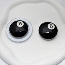 创意树脂手机支架，台球造型，黑色，8字形，公主扇形戒指托，个性化桌面支架 - 彩色 - 查看 3