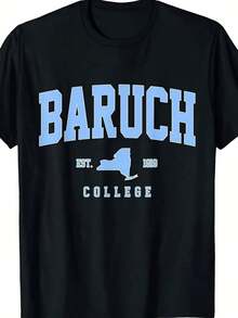 Baruch Arch Vintage Retro College Athletic Sports Outfits T-Shirtheavy-Duty Pure Cotton T-Shirt, Fashionable And Comfortable Wo's Cotton T-Shirt, Suitable For Weekends, Travel, Shopping, Outdoor Activities Or Leisure, High-Quality Durable Fabric Suitable For All Seasons, Fashionable Top, - 黑色 - 查看 1