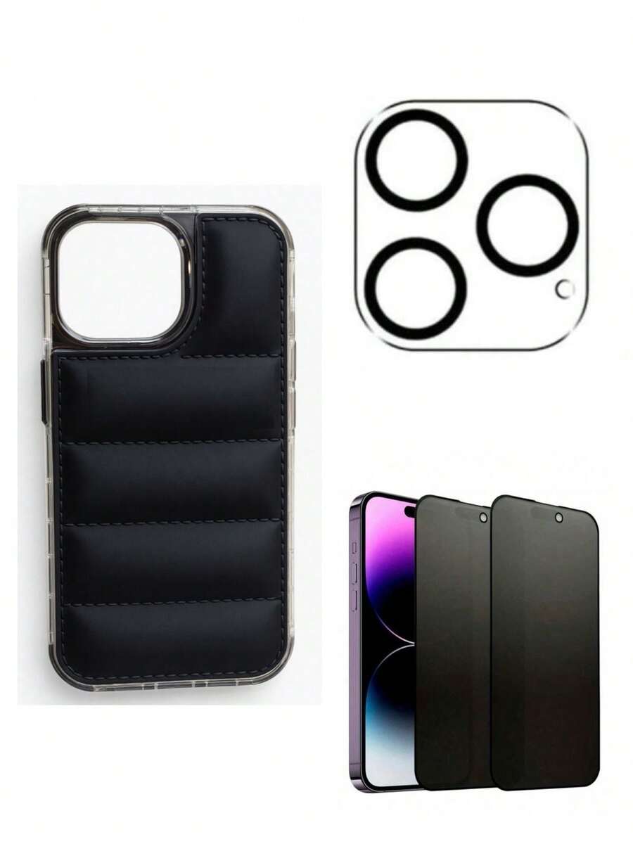 3-In-1 Heavy Duty Case Kit, High Protection North Logo Case + Privacy Screen Protector + Camera Protector - Black - View 1