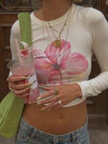 Floral Pattern Sexy Top, Autumn/Winter New Arrival