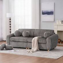 Modern Sofa For Living Room, 84" Corduroy Sofa Couch, Sectional Love Seat Couch, Upholstered Sofa For Apatment Bedroom Home Office - 灰色 - 查看 7