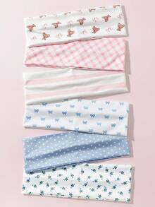 6-Piece Set Women Floral, Bow, Heart, Bear, Plaid, Striped Pattern Soft Non-Slip Headbands, Elastic Yoga Sports Headwear, Versatile For Daily Wear, Suitable For Multiple Occasions Hair Accessories Fashion Head Wrap, Bow Accessories, School Stuff, College Autumn Accessories Women Hair Band Fall Winter For Vacation Outfits Woman Elegant Scarf Women Bandanas Soft Headwrap - 彩色 - 查看 7