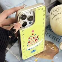 1 件可爱星星蛋糕图案电镀银色液体硅胶手机壳适用于 17Promax/17air/17/17pro/16Promax/16/13/15Pro/14/16Pro/12Promax/13Pro/11Promax/11，时尚保护软壳，个性化设计，适合女性 - 彩色 - 查看 6