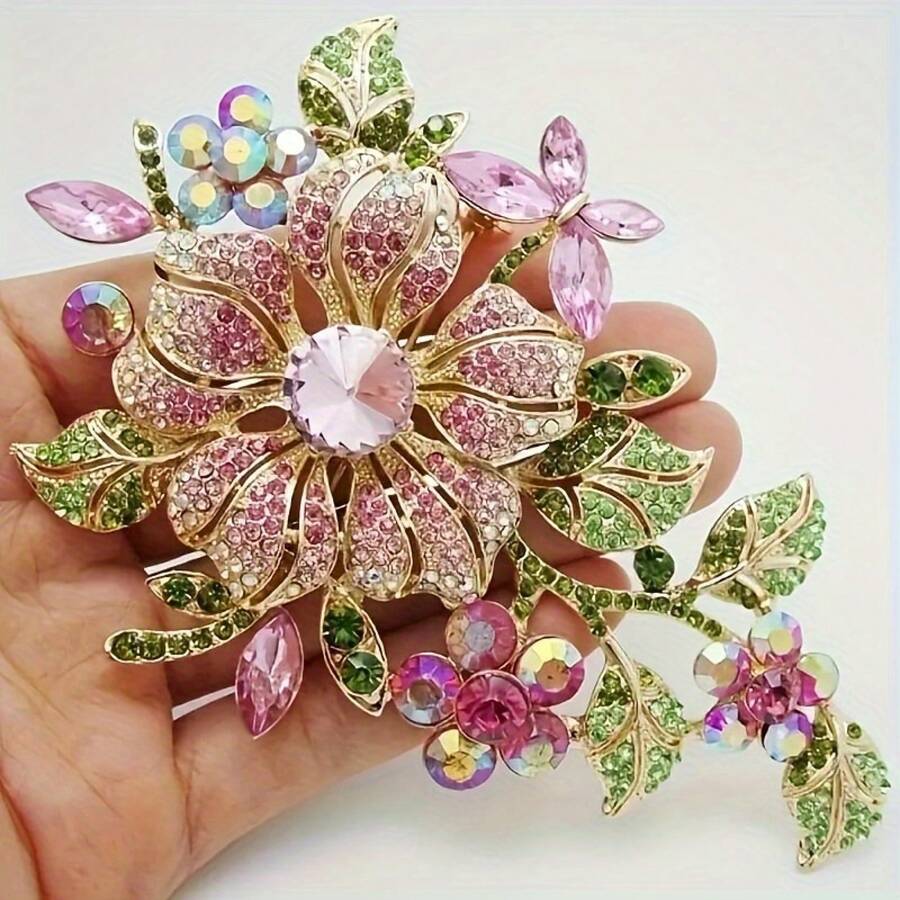 1pcs/Set Exquisite Shiny Color Rose Flower Brooch, Ladies Evening Dress Pin, Wedding Fashion Accessories, Female Gift - Nhiều màu - Xem 1