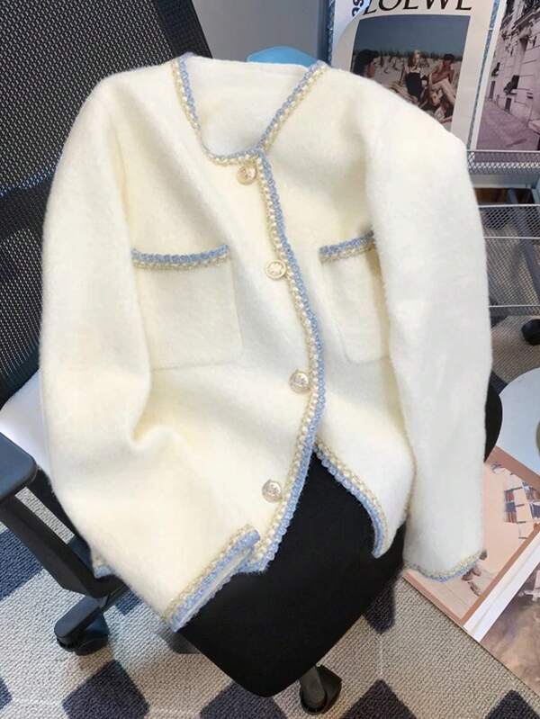 Veste d'automne pour femmes, nouveau Top ample à manches longues pour l'automne/l'hiver, cardigan en fausse fourrure de vison en tricot français, manteau en tricot distinctif