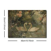 1 幅无框仿古天鹅湖复古乡村海报浪漫忧郁深色墙壁艺术帆布印刷简约农舍小屋风格装饰复古绘画适合情侣、情侣、公寓、客厅、卧室、现代家居装饰 - 彩色 - 查看 10