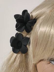 10个/套 哑光棕色纯色简约花朵波浪半圆方形交叉可爱小发夹 秋冬发夹 女士度假装扮发饰 女士优雅发饰 夏季 - 黑色 - 查看 3
