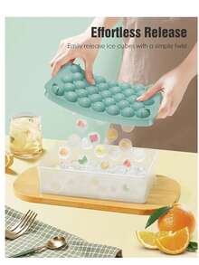1 件 33 腔蓝色冰球制作模具带盖，冰箱冰块托盘，用于鸡尾酒饮料冷冻球 - 彩色 - 查看 8