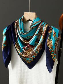 1条35.4英寸方形围巾，时尚印花90厘米围巾披肩领巾，奢华丝绸质感，适合女性，四季皆宜。 - 彩色 - 查看 58