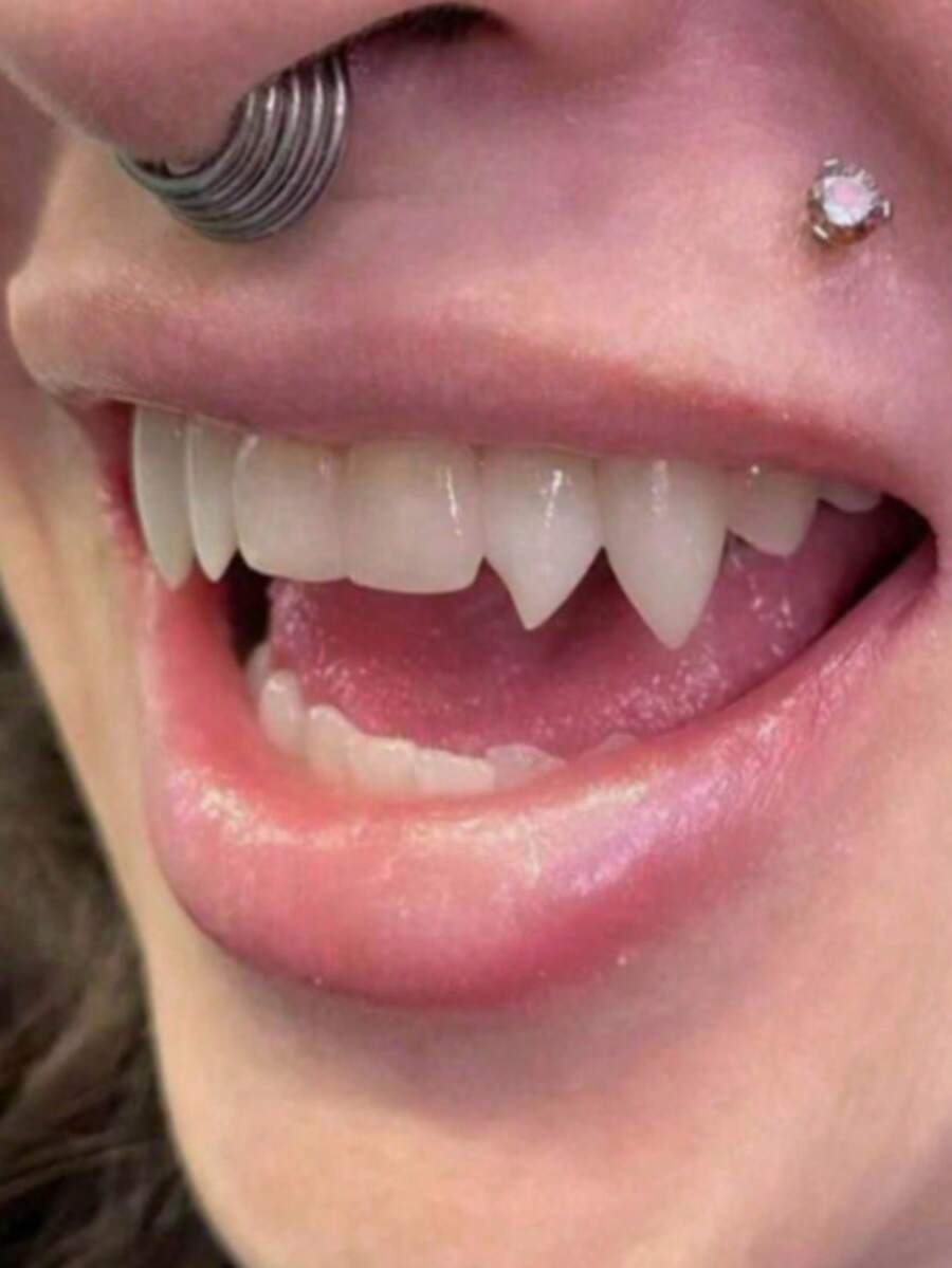 New Makeup Masquerade Prank Prop Resin Tiger Teeth Halloween Vampire Zombie Fake Teeth Costume Accessory - White - View 1