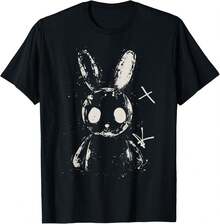 Creepy Cute Bunny Rabbit Alt Goth Grunge Horror Aesthetic T-Shirt, Small - 黑色 - 查看 1