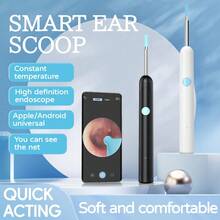 Ear Cleaner With Camera Spiral Earwax Removal Tool With Replacement Ear Tips And Painless Ear Scoops Hair Brush Ear Cleaning Kit Rechargeable Personal Care Easily And Efficiently Remove Earwax Suitable For Adults Thanksgiving Christmas Promotion Wax Remover Compatible With Phone Android Phones - trắng - Xem 5