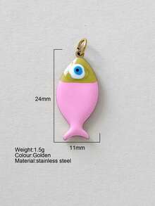 1 pieza Accesorio decorativo con forma de pez de acero inoxidable lindo, colgante DIY, para uso diario