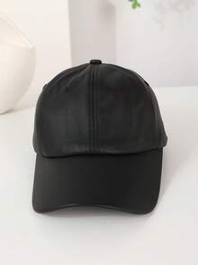 1 pièce Casquette de baseball vintage unisexe en PU de couleur unie, réglable et douce, convient pour les sorties décontractées et les rendez-vous - couleur unie - Voir 10