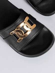 Teenagers' Summer EVA Slippers, Non-Slip Bathroom Minimalist Comfortable Soft Bottom Quiet Beach Open Toe Sandals - Black - View 3