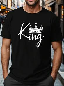 King Crown Crinkle Plus Size Men's T-Shirt, PLUS SIZE - 黑色 - 查看 2
