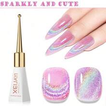 XEIJAYI 1pc 10ml Rainbow Cat Eye Chrome Nail Chameleon Magnetic Powder 9D Cat Eye Effect Nail Gel For Home DIY-No Magnetic Stick Included - Pink - View 11