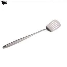 1 pieza Espátula para pescado de acero inoxidable, raspador de metal flexible, mango extra largo de acero inoxidable, ideal para voltear huevos, hamburguesas y hornear, volteador ranurado de cocina ligero y duradero para cocinar y asar a la parrilla