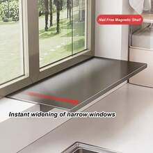 Window Frame Extension Shelf, 40cm, Heavy-Duty, Adhesive Installation, DIY Storage, Kitchen, Bathroom, Balcony, Indoor Gardening, Plant Stand, Steel, Light Gray - Màu Xám nhạt - Xem 6