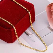 1pc 16-30 Inch 18K Gold Plated Minimalist Necklace Chain, Unisex, Can DIY Connect 2mm Flat Chain, Jewelry Gift For Father's Day, Thanksgiving - Gold - View 2