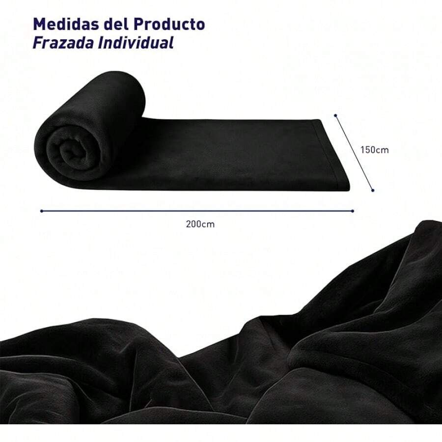 Cobija Matrimonial, Franela de Alta Calidad, Frazada Cómoda y Calientita Tejido Suave y Cálido, Manta de% Poliéster Ultrasuave, Calidad Premium (1, Gris, Matrimonial) - Negro - Ver 1
