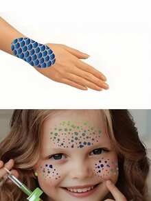 12 pièces Ensemble de pochoirs réutilisables pour maquillage et peinture de visage, pinceaux lavables pour tatouages temporaires sur le visage et le corps avec plaque de tamponnage. Convient pour les fêtes, festivals et peinture corporelle. - Multicolore - Voir 5