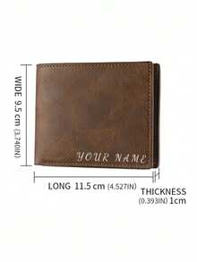 1个定制男士短款钱包，男士礼物，情人节礼物，PU皮革材质，PU极简多卡位钱包，定制男士钱包，个性化礼物，送给兄弟、父亲、男友，周年纪念日、父亲节、圣诞节、万圣节、情人节 - 彩色 - 查看 3