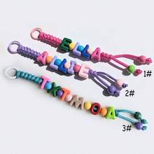 1个个性化姓名串珠钥匙扣编织绳礼品独特趣味包包/行李牌派对小礼物Y2K，旅行箱旅行行李，旅行打包 - 彩色 - 查看 8