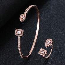 2pcs Fashionable & Elegant Zirconia Sparkling Hexagon Geometric Bracelet Set For Women, Suitable For Daily, Party, Banquet Wear