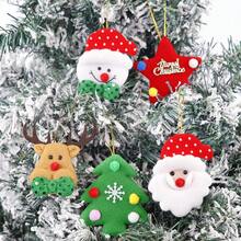 5 peças de enfeites pendurados de rena de Natal, boneco de neve, decoração de árvore de Natal, Papai Noel de pelúcia de desenho animado, estrela de cinco pontas, pequenas decorações penduradas - Multicolorido - Ver 1