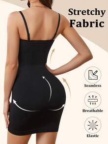 女士腹部控制&臀部提升塑身衣,帶可拆卸肩帶,內衣外穿皆宜 - 黑色 - 查看 2