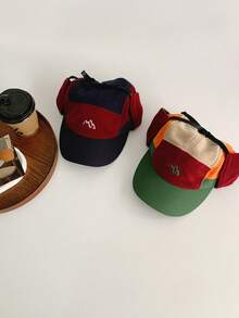 1顶软顶复古棒球帽，字母刺绣，五片式，男女通用街头风，秋冬季时尚个性化棒球帽，情侣美式复古字母刺绣五片式棒球帽，情侣保暖可调节后扣 - 彩色 - 查看 12