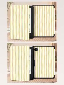 Kingsung 简约黄色直线图案平板电脑保护套，兼容 iPad 9.7/10.2/10.5/10.9/12.9/Pro 11（第十代），兼容三星 Galaxy Tab S6 Lite 10.4 英寸，兼容 Kindle Paperwhite 第十二代（2024 年款），Kindle 第十一代（2022 年款），柔软防震，带智能支架/自动唤醒/睡眠功能 - 彩色 - 查看 11