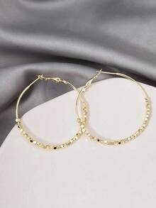 Bead Detail Hoop Earrings - Vàng - Xem 4