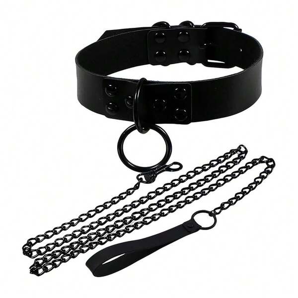 Ensemble d'accessoires de collier et laisse gothique ajustable exagéré