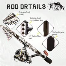 Fishing Rod And Reel Combo, Carbon Fiber Telescopic Fishing Pole - Spinning Reel Fishing Carrier Bag, Fishing, Freshwater And Fishing Rod Kit, Travel Fishing Kit For, Fishing Rod, Fishing Accessories