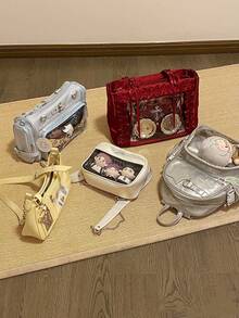 日系原宿新款时尚缎面蝴蝶结大容量Lta包，可放粒粒，可挂钥匙扣，可放明信片，可放公仔，可参加漫展，可参加派对，可送朋友，可单肩，可放徽章，可放镭射票，可搭配Lolita服饰，可送情人节礼物，可送圣诞礼物，可送生日礼物，时尚优雅淑女Lta包，史上最佳圣诞礼物 - 紅色 - 查看 8