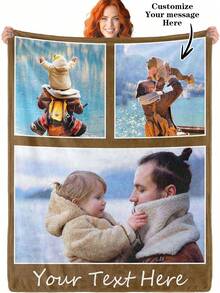 1 chiếc chăn lông cừu flannel có văn bản và hình ảnh tùy chỉnh, chăn mềm mại và thoải mái, thích hợp cho phòng ngủ, ghế sofa, văn phòng, cắm trại ngoài trời, du lịch, quà tặng ngày lễ, ý tưởng quà tặng hoàn hảo - 3 bức ảnh - Xem 10