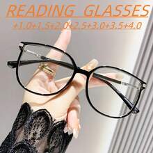 Women's Large Frame Blue Light Blocking Multi-Focus Reading Glasses - Round/Rectangular Color-Changing Edge Design, +1.0 To +5.0 Magnification, Anti-Fatigue Suitable For Digital Devices, Computers, And Book Reading - Fashionable And Durable Full Frame - Màu xám trong suốt - Xem 2