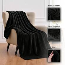 Cobija Matrimonial, Franela de Alta Calidad, Frazada Cómoda y Calientita Tejido Suave y Cálido, Manta de% Poliéster Ultrasuave, Calidad Premium (1, Gris, Matrimonial) - Negro - Ver 4
