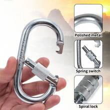 1pc O-Ring Stainless Steel Spring Snap Hook, 4500lbs Load Capacity, With Spiral Lock Fastener, Equipment Connector Ring, For Hammock, Travel, Cycling Backpack, Pet Leash - Durable Metal Industrial Style