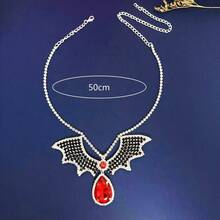 New Gothic Vampire Teardrop Red Ruby Pendant Necklace, Rhinestone Accessory For Halloween, European Style - Multicolor - View 3