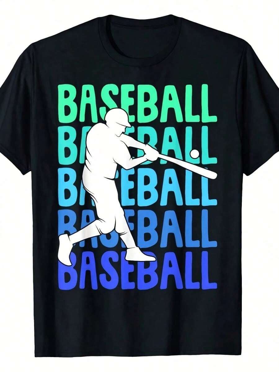 Baseball Men Boys Kids Flattering Plus Size T-Shirt Women – Elegant And Comfortable, Any Occasionheavy-Duty Pure Cotton T-Shirt, Fashionable And Comfortable Wo's Cotton T-Shirt, Suitable For Weekends, Travel, Shopping, Outdoor Activities Or Leisure, High-Quality Durable Fabric Suitable For All Seasons, Fashionable Top, - 黑色8 - 查看 1